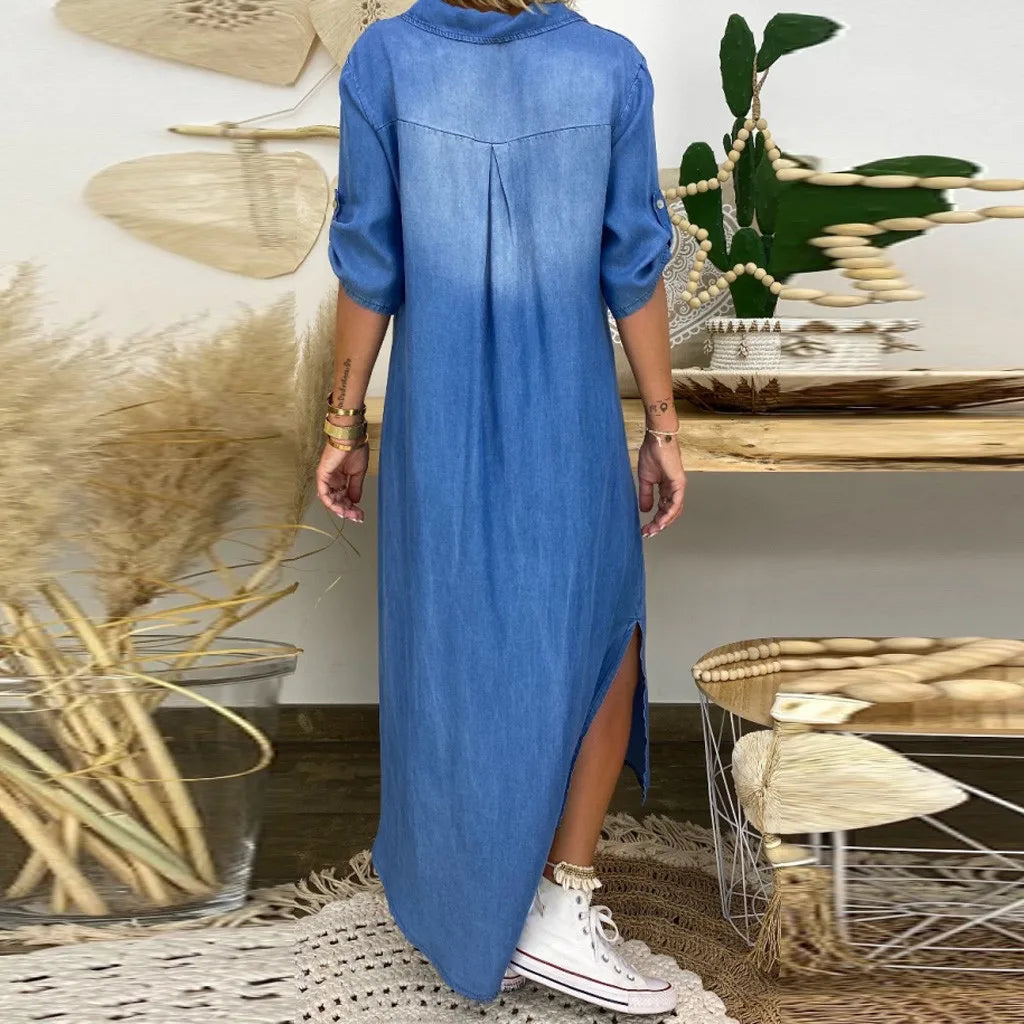 Lea | Lange jurk in jeanslook