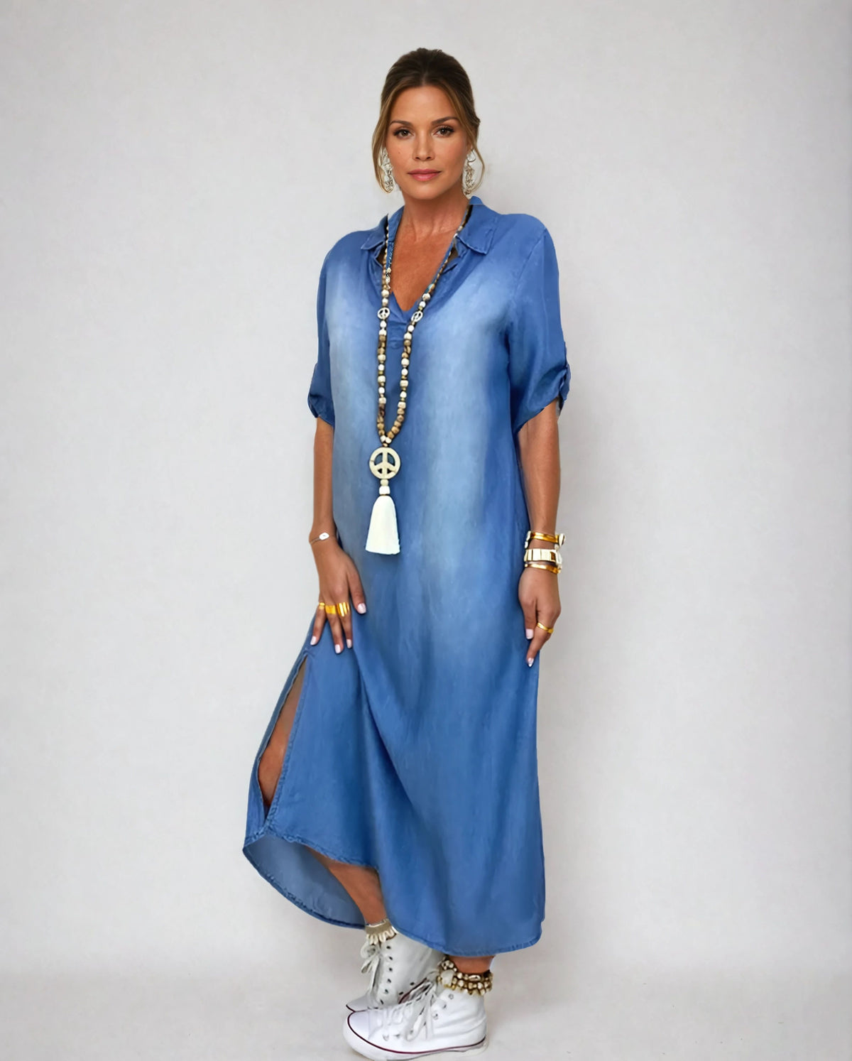 Lea | Lange jurk in jeanslook