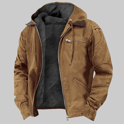 Heren tussenjas met capuchon en warme fleece voering