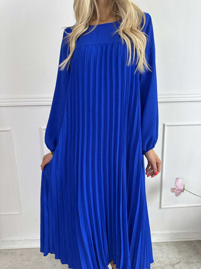 Katrina Long Sleeve - Lange jurk met plooien en zakken