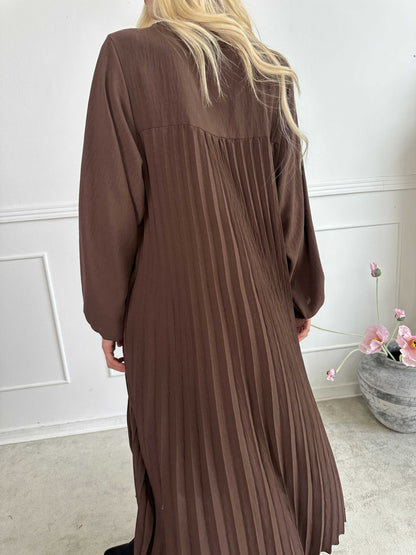Katrina Long Sleeve - Lange jurk met plooien en zakken