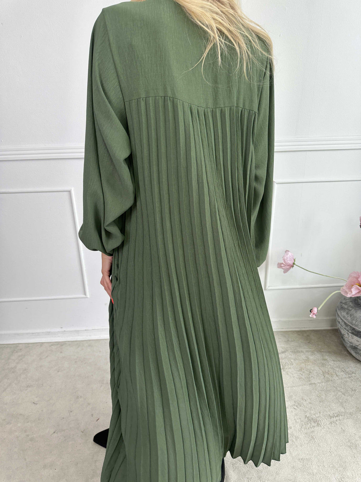 Katrina Long Sleeve - Lange jurk met plooien en zakken
