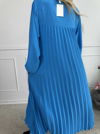 Katrina Long Sleeve - Lange jurk met plooien en zakken